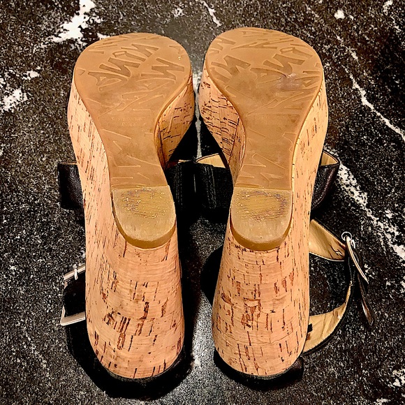 Nine West Black Strap Cork Wedge Sandals - Picture 10 of 10